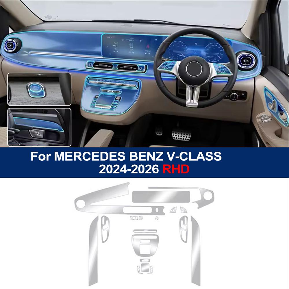 Pre-cut TPU Film for Mercedes Benz V-Class W447 2025 2025 2026 Car Gearbox Panel Dashboard Anti-Scratch Transparent PPF Film