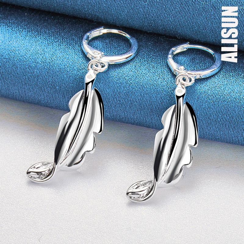 Серьги-подвески из стерлингового серебра 925 пробы в виде витого листа, модные свадебные украшения
