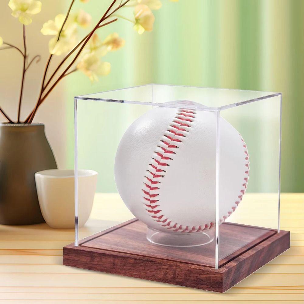 With Base Baseball Display Case Transparent Baseball Holder Portables Baseball Box Softball