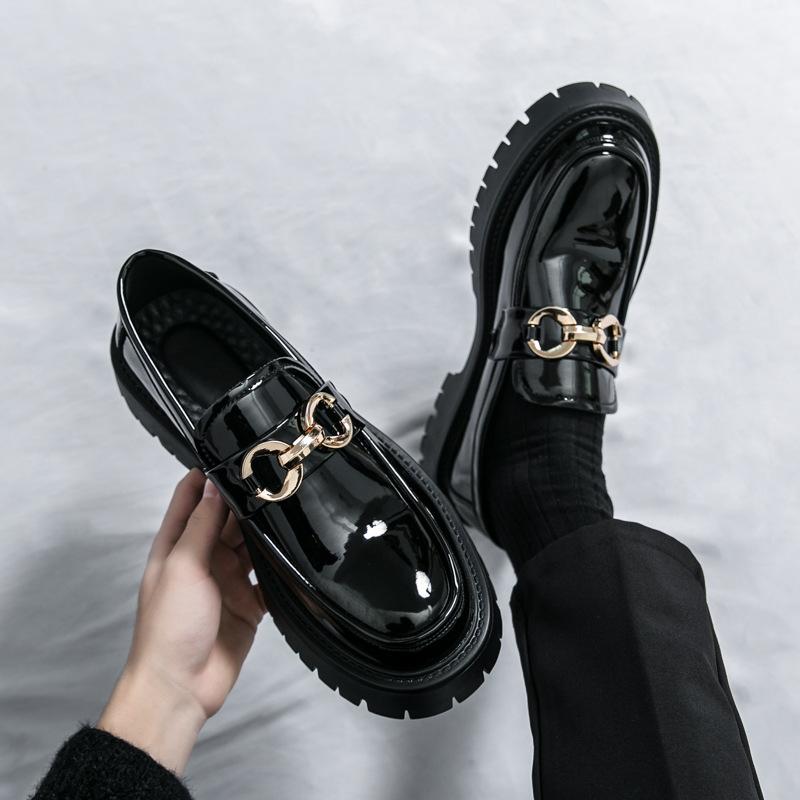 Лоферы деловые мужские туфли с пряжкой в виде лошади повседневные мужские туфли трендовые молодежные глянцевые кексы и увеличивающие рост кожаные туфли