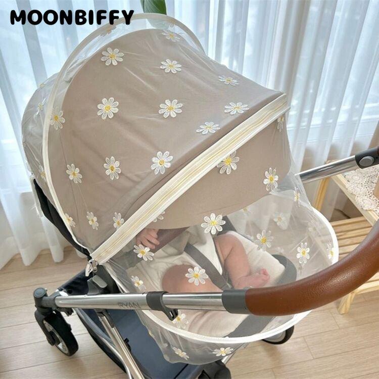Марля с вышивкой маргаритки для детской коляски, москитная сетка, летняя защитная сетка от насекомых, безопасная защитная сетка для младенцев, аксессуары для коляски