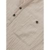 Men's Cotton and Linen Short Sleeved Stand Up Collar Half Buttoned Shirt - Spring and Summer Casual Outdoor Wear