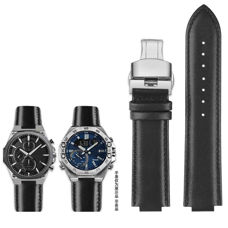 Модифицированный выпуклый кожаный ремешок для часов Casio EDIFICE Серии EFS-S570YD ECB-10YD Мужской ремешок-браслет Синий 12мм 14мм