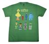 Sesame Street Mens 8-Bit Pixel Graphic Big Bird, Elmo, Grover Green Shirt New L