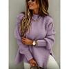 Low High Hem Mock Neck Sweater, Elegant Long Sleeve Sweater For Fall & Winter, Women's Clothing