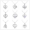 925 Silver Sterling Heart Design Simple Pendant Gemstone Necklace for Women Birthday Gift