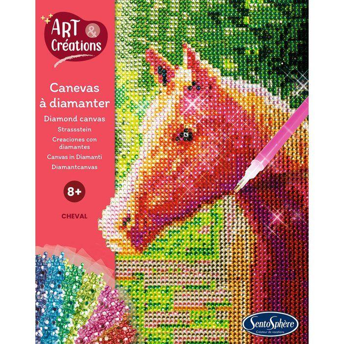Création à base de mini strass - SENTOSPHERE - Art & Créations - Canevas à Diamanter - Cheval - Dès 8 ans