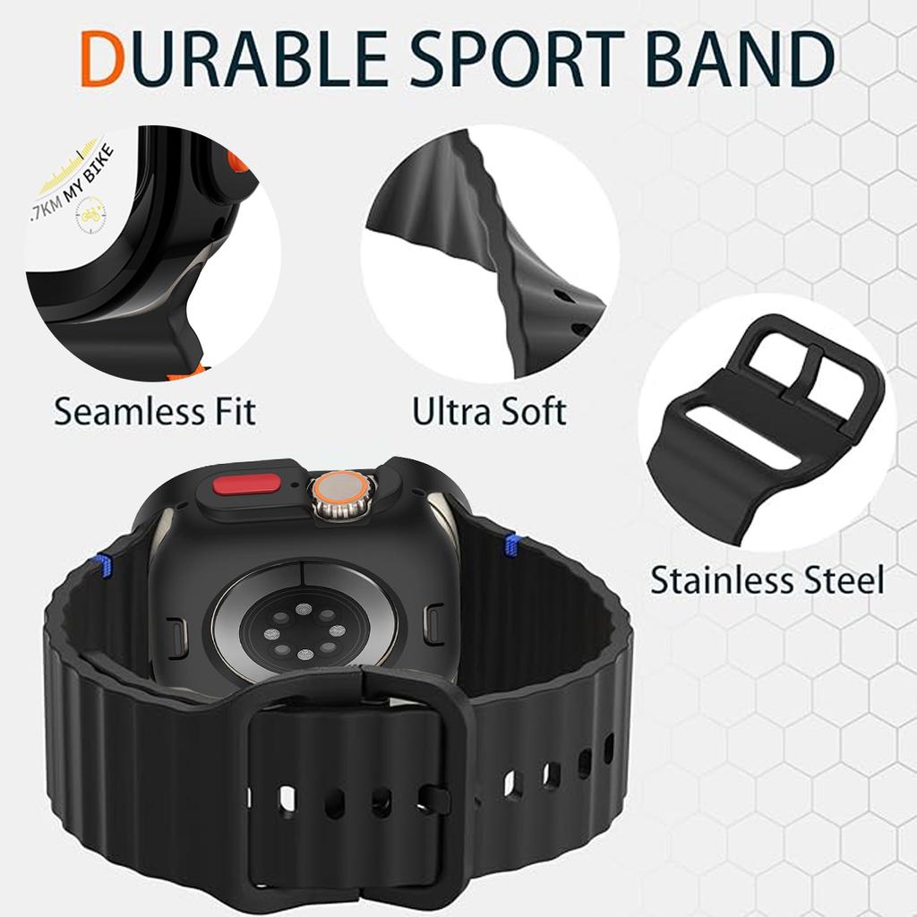 Чехол+Силиконовый ремешок для Apple Watch Ultra 3 2 49мм 46мм 42мм 45мм 44мм 41мм 40мм Ремешок для часов для Series 11 10 9 8 7 6 5 4 SE3/2/1