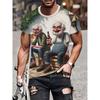 Men's 3D Printed T-shirt with Casual Street Style Round Neck Short Sleeved T-shirt