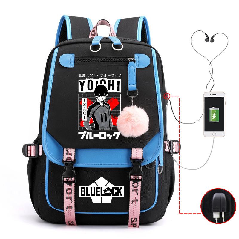 Blue Prison Anime School Bag College Wind Large Capacity Middle School Student Usb Backpack