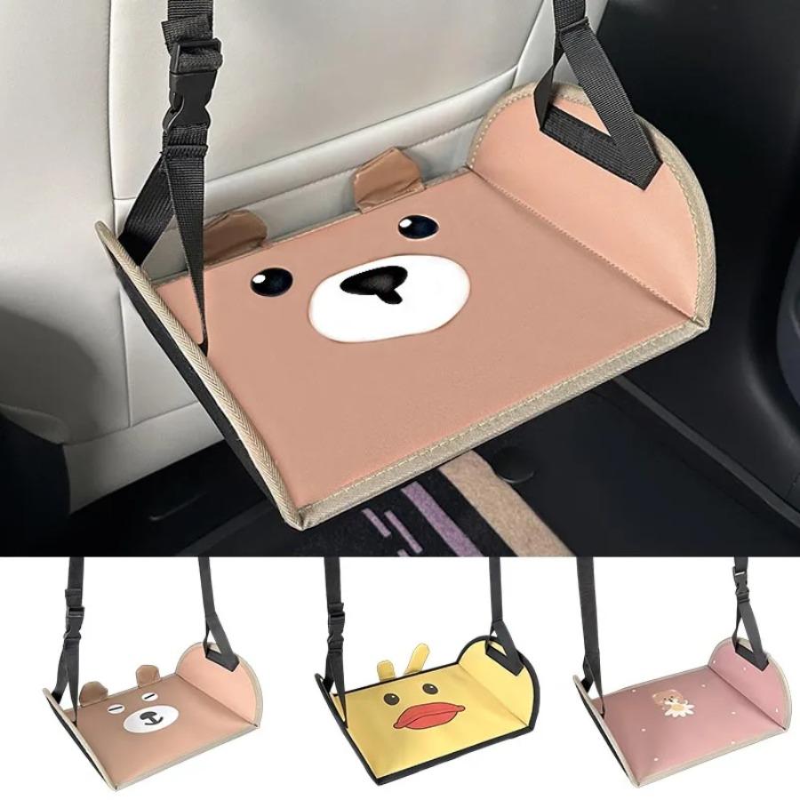 Детская мультяшная подставка для ног для автокресла, универсальная, в виде медведя, для путешествий в автомобиле, для отдыха ног, портативный коврик для ног на заднее сиденье автомобиля, подвесной гамак, подставка для ног