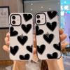 Ins Интернет-знаменитость тот же iPhone13 простой черный любовь чехол для мобильного телефона Apple 16Pro двухцветный прозрачный мягкий чехол 17