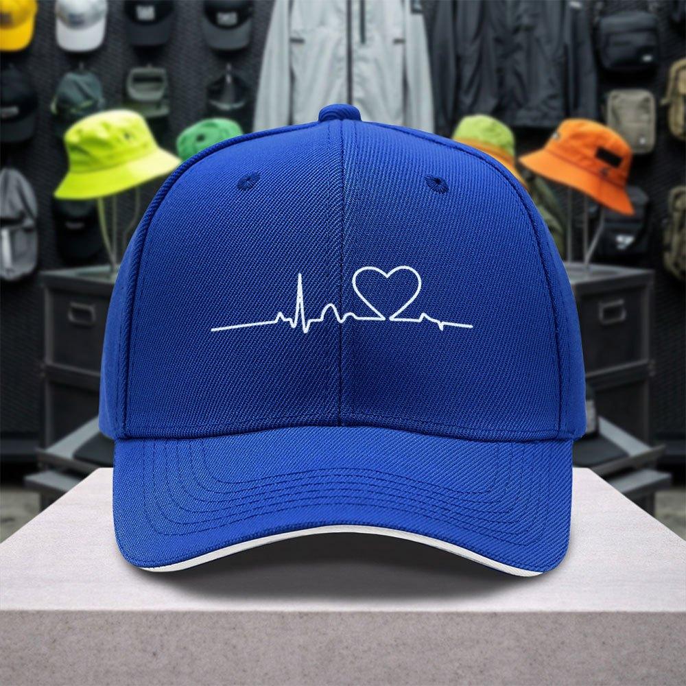 pc ECG Heartbeat Heart Sandwich Baseball Cap Unisex Simple Lightweight Adjustable Outdoor Duckbill Cap Ideal Gift for S