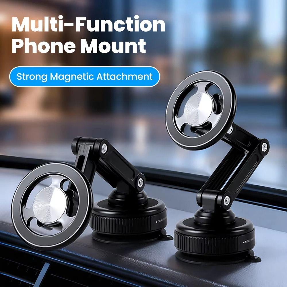 Foldable Vacuum Suction Phone Mount Magnetic Mobile Phone Support Vehicle Interior
