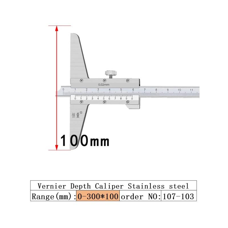 HENGLIANG Штангенциркуль для измерения глубины 0-150 0-200 0-300 0-500 0-600 Углеродистая сталь Многоцелевой измеритель глубины Съемная головка для измерения канавок
