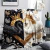 1Pc Black&White Swan Print Flannel Blanket, High quality Comfortable for All Seasons, Home Decor, Warmth and Comfort, Perfect for Christmas Gifts W33
