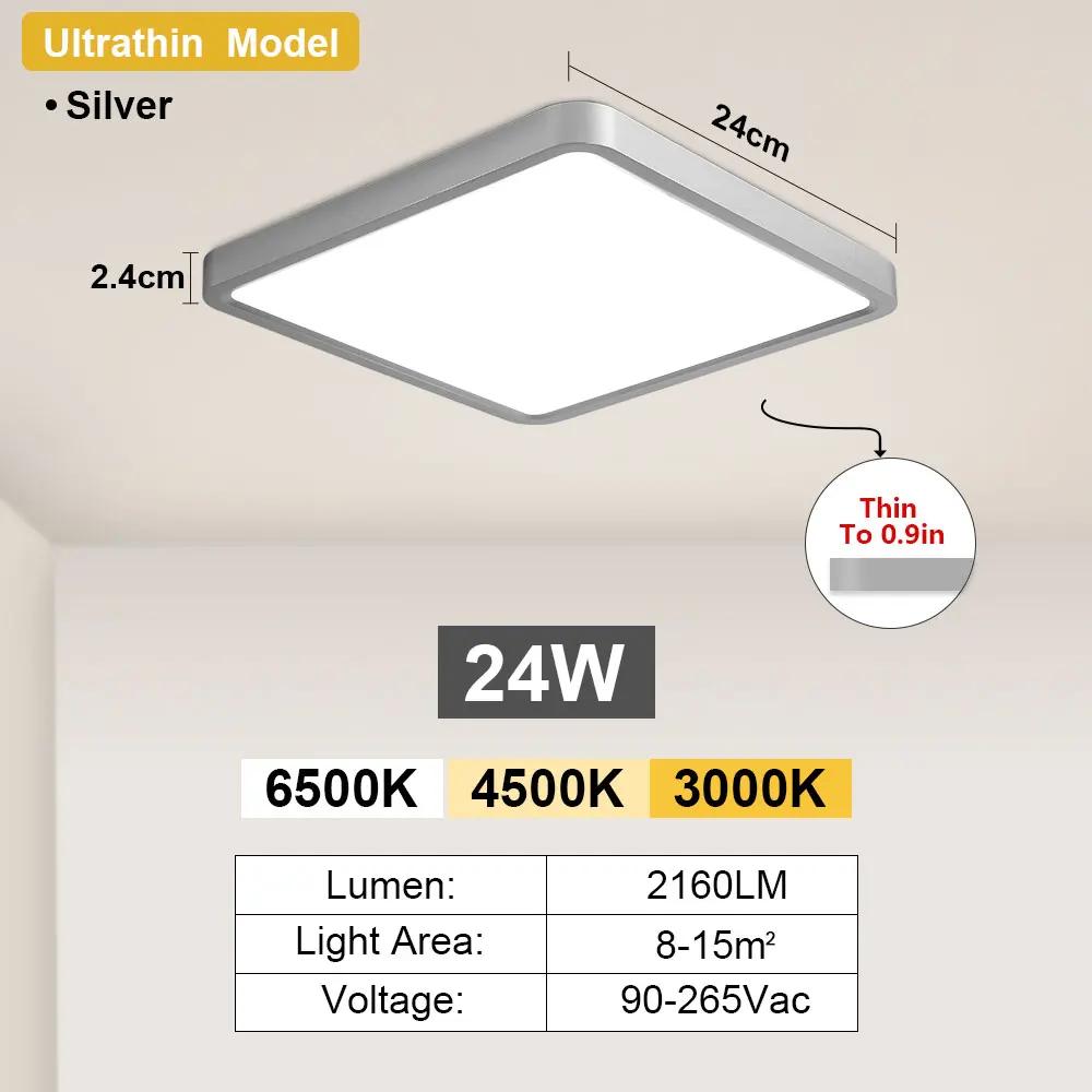 Новый ультратонкий светодиодный потолочный светильник 2,4 см для дома и кухни, современные потолочные светильники для спальни, квадратный верхний светильник для гостиной, светодиодные потолочные светильники