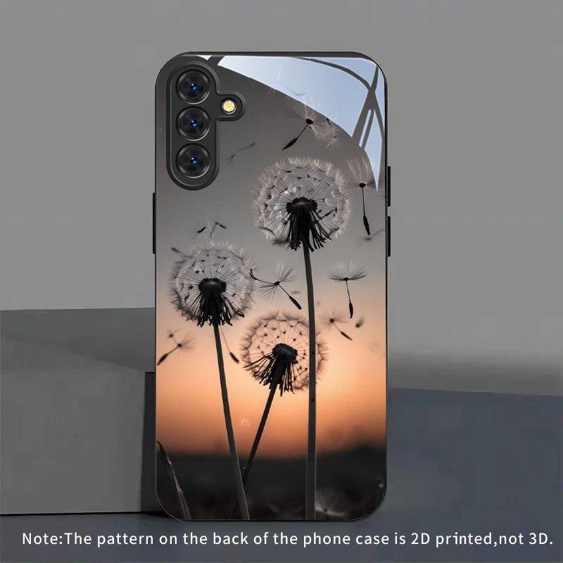 Чехол из закаленного стекла с рисунком пуха одуванчика для iPhone 17 16 15 14 13 12 11 Pro Max 17 Air 7 8 Plus XR XS X