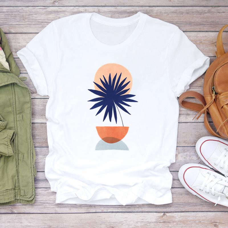 (Asian Size) T Shirt Top Plant Cartoon Trend Cute 90s Fashion Casual Clothing Tee Short Sleeve Women Print Lady Female O-neck Graphic T-shirt