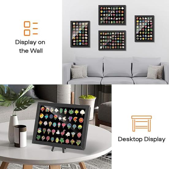 Эмалированный дисплей для булавок, большая емкость, пылезащитный, простой в установке, настольный, черный, настенный держатель для эмалированных булавок