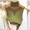 Halter-neck Knit Small Halter Vest Women Wear A Half Turtleneck Sweater Sleeveless Short Top
