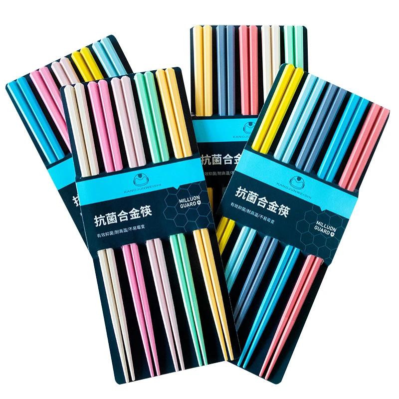 Chopsticks Set Chinese Chopsticks Reusable Mixed Color Chopstick Sushi Noodle Sticks Household Kitchen Tools Party Supplies