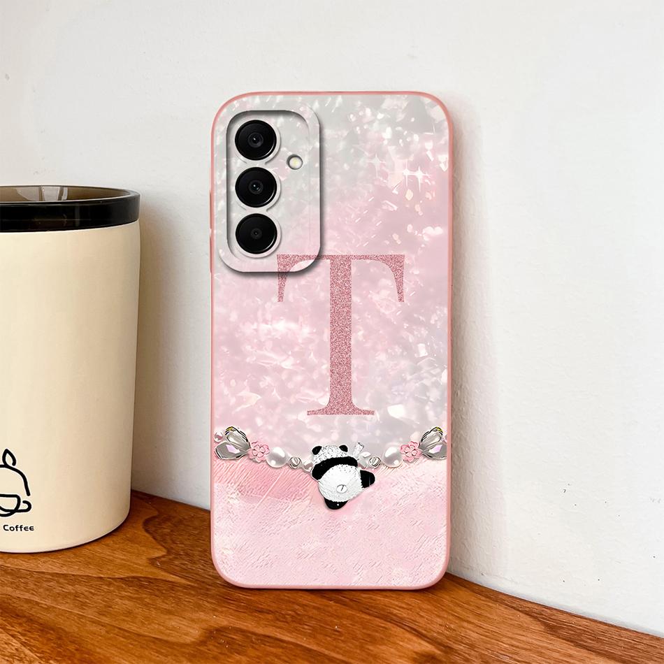 For Samsung Galaxy A17 A07 Case Cute Panda Letters Soft Liquid Silicone Phone Cover For SamsungA 17 A 07 Upgrade Bumper Funda