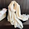Plain Solid Basic Design 100% Silk Feeling Scarf for Women 180x90cm Shawl Wrap Luxury Female Hijab Headband Foulard Beach Stoles