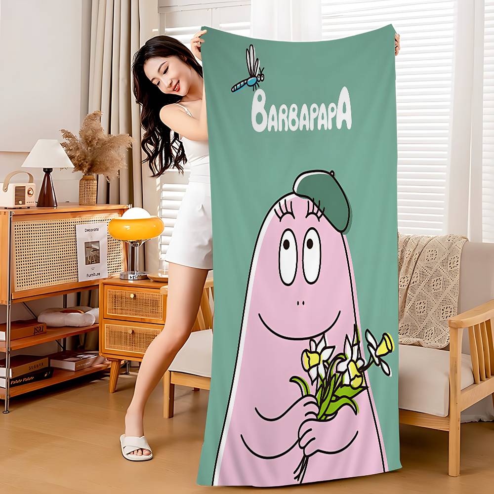 Cartoon B-Barbapapa Anime Beach Swimming Towel Soft Absorbent Washcloth Children's Gifts For Kids Travel Camping Gym