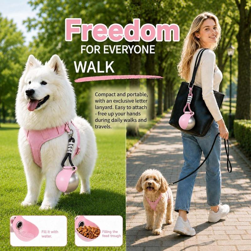 2 in 1 Portable Dog Water Bottle, Dog Water Bottles for Walking Travel, 285ML Stainless Steel Dog Drinking Bottle & Silicone Bowl