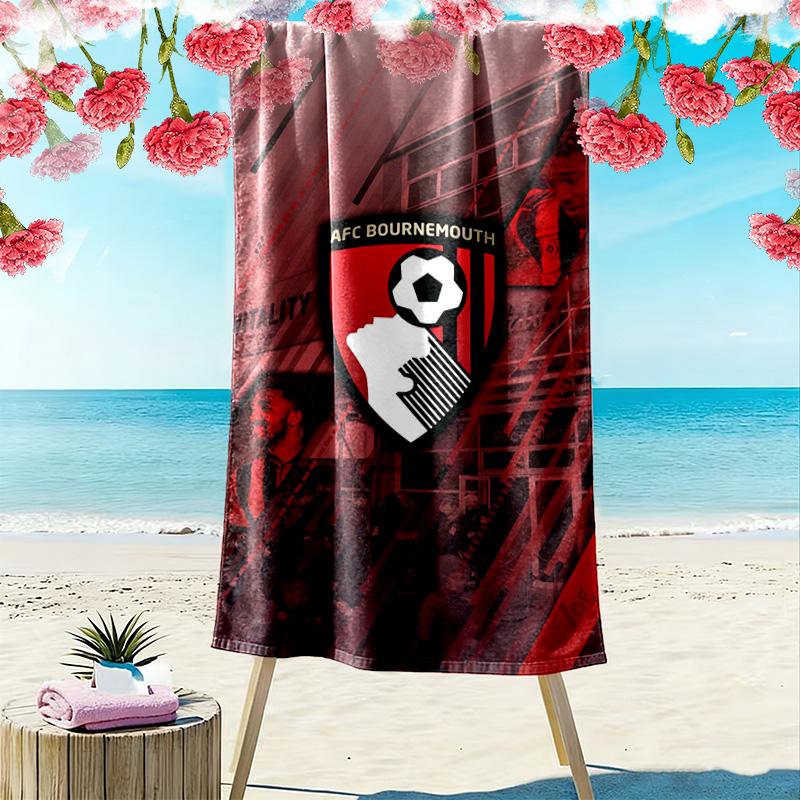 AFC Bournemouth Print Beach Towel, Large Soft Quick Dry Towel for Beach Camping Swimming