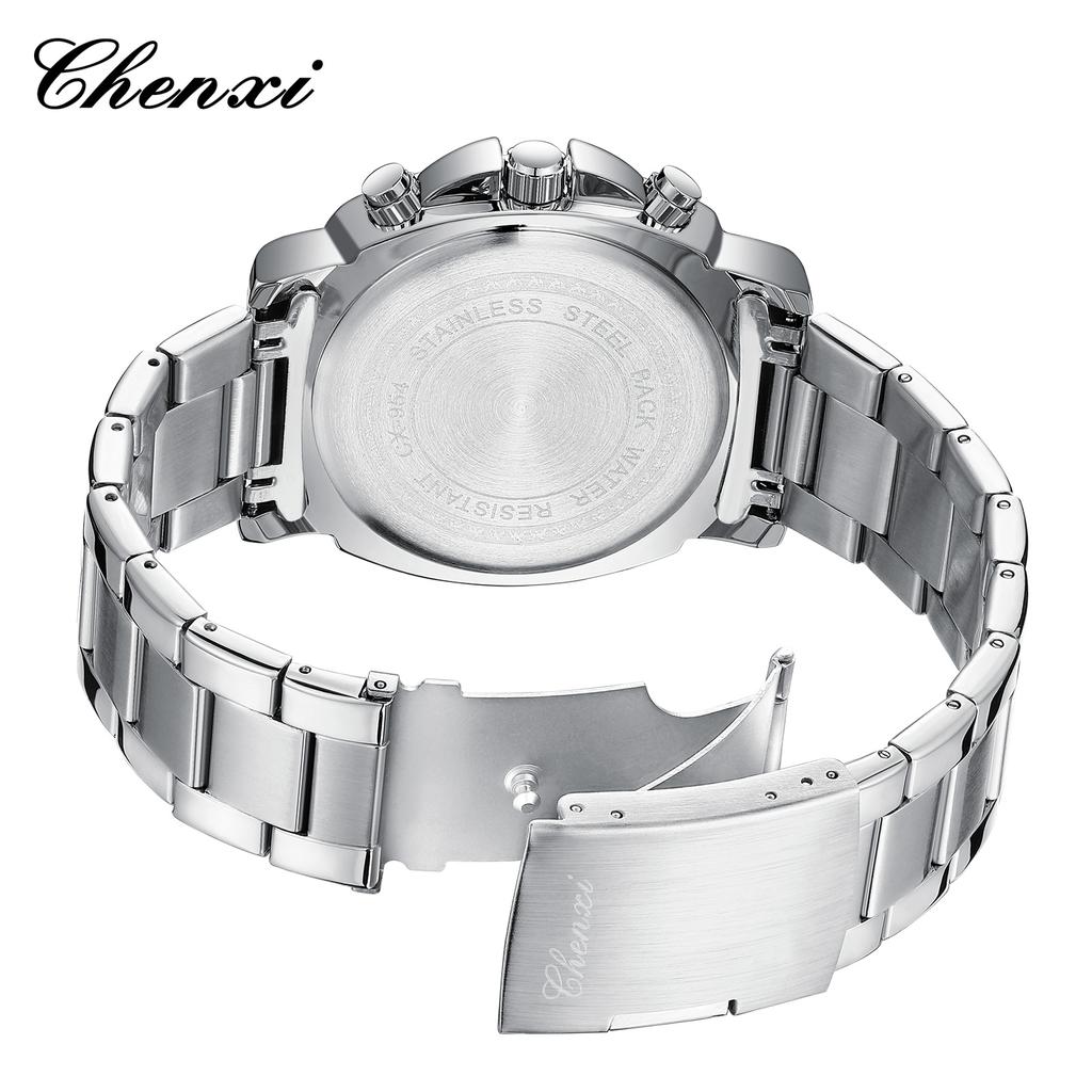 Luxury Fashion Men's Multifunction Stainless Steel Quartz Watch with Calendar and Luminous Chronograph Creative Gift for Men