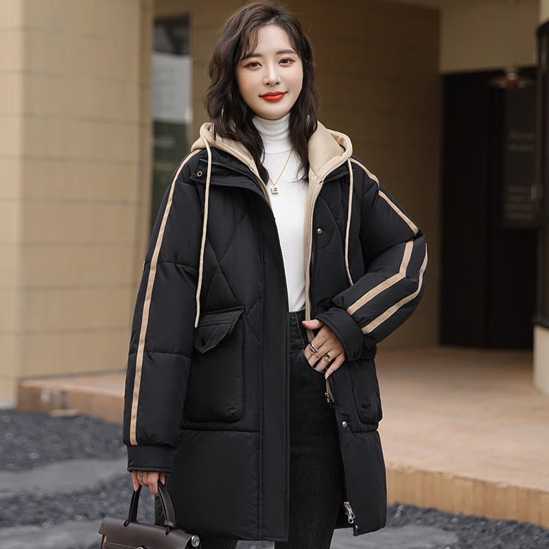 Пуховик женский средней длины зимний 2025 новый хлопковый пуховик под двойку свободный пуховик-хлебушек утолщенные утепленные куртки