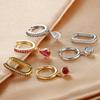 3PCS Fashion Stainless Steel Water Drop Zircon Dangle Earrings Set for Women Gold Plated U-shape Earring Piercing Jewelry