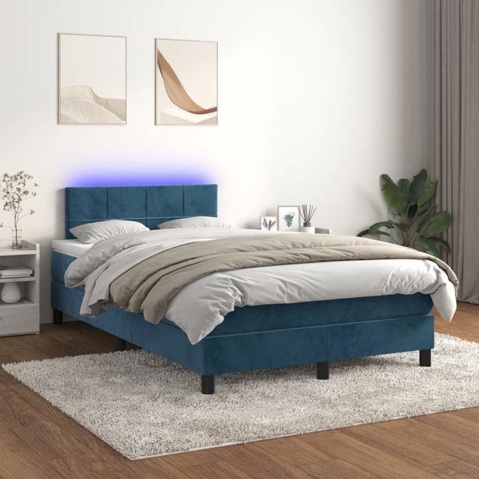 Maison Exclusive - Sommier à lattes de lit avec matelas LED Bleu foncé 120x200 cm