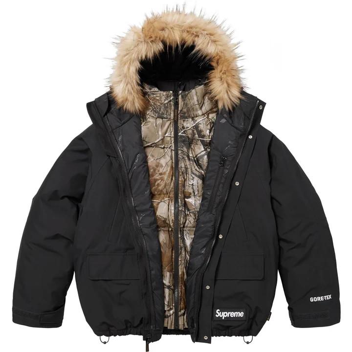 Supreme Парка GORE-TEX 2-в-1 Реверсивная Куртка с пуховым наполнителем 700 fill Черная