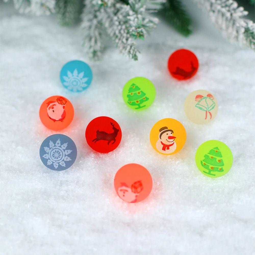 10pcs/set Glow In The Dark Luminous Bouncy Ball Solid Jumping Ball Christmas Decorations Kids Toys