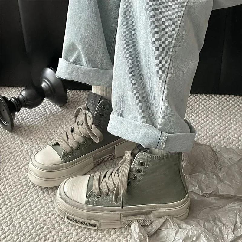 Кроссовки из парусины на платформе, плоские туфли, женская спортивная обувь, повседневная женская обувь 2024 года, трендовая осенняя дизайнерская обувь для ходьбы на шнуровке, новинка Mujer Zapatos