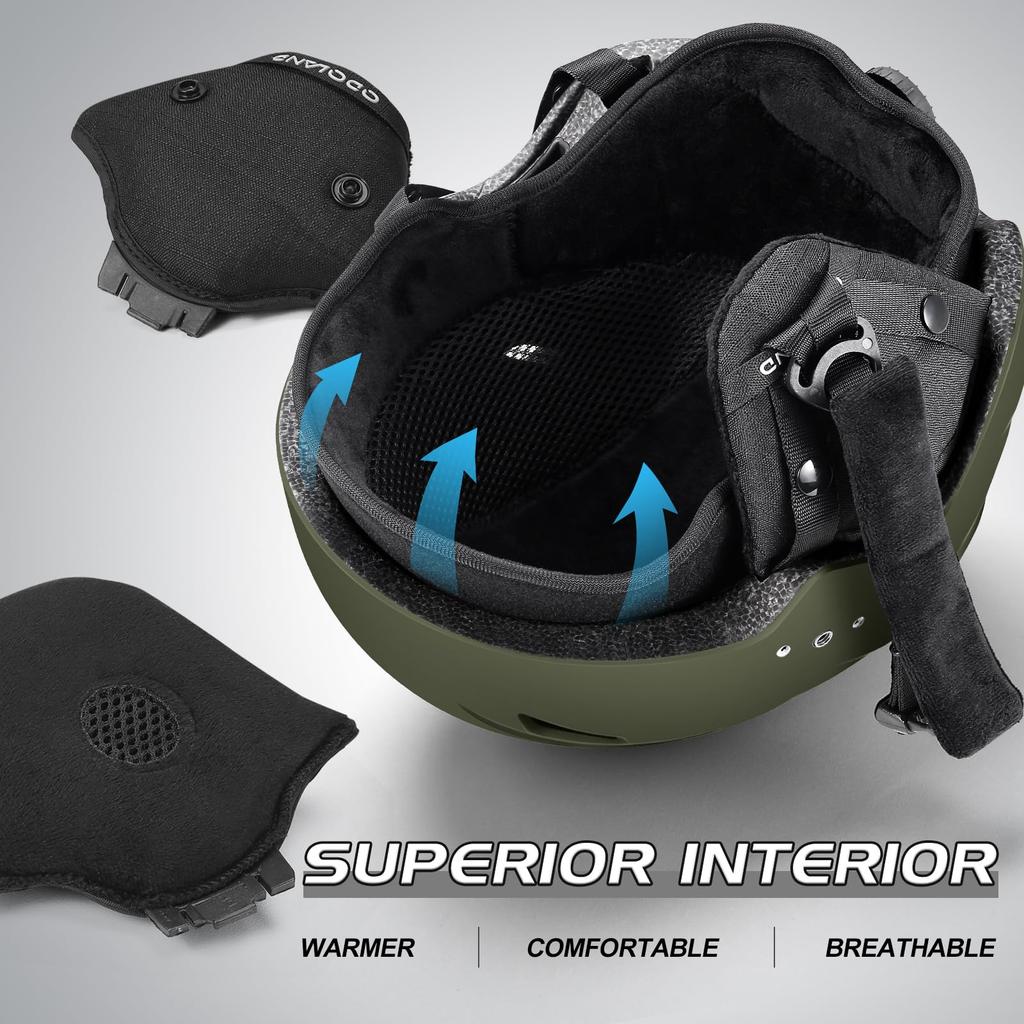 Odoland Лыжный шлем Визор Шлем для сноуборда Совместимый с очками OTG Поставляется с очками Регулируемый размер Взрослый Зеленый S Мужской Женский