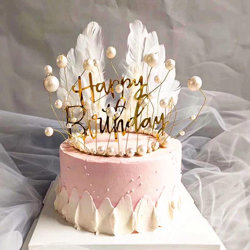 2pc Cute Angel Wing Feather Cake Topper For Baby Shower Kids Birthday Party Decoration Supplies Wedding Dessert Cake Decor Tools