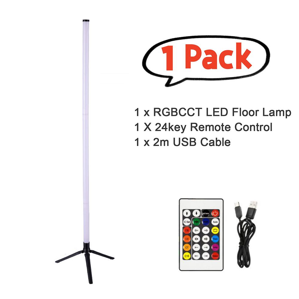 Smart RGB CCT Led Floor Lamp 103cm 360 Round Tube 5V USB Powered 24key Bluetooth APP Remote Control for Gaming PC TV Decoration
