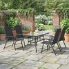 Folding Garden Chairs Set of 4, Outdoor Dining Chairs with Wide Texteline Seat, High Back and Armrests, Black