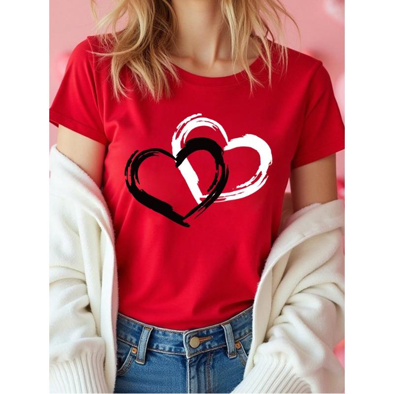 Fashion Love Heart Print Women T Shirt Casual Graphic Printed Clothes Female Shirt Short Sleeve Lady Streetwear Lover Tee