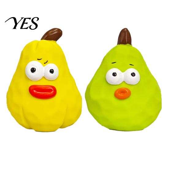 Soft Rubber Puppy Toy Squeaky Pear Dog Toy, Latex Chew Cute Interactive Fetch Teeth Cleaning for Aggressive Chewers