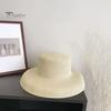 Women Summer Sun Hat Flat Top Large Brim Sun Protection Hat Solid Color Lightweight Straw Hat Beach Vacation Hat