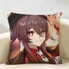 Hu Tao Genshin Impact Cushion Cover Natural Linen Organic Fabric DoubleSided Printing Room Sofa Decor Pillow Case
