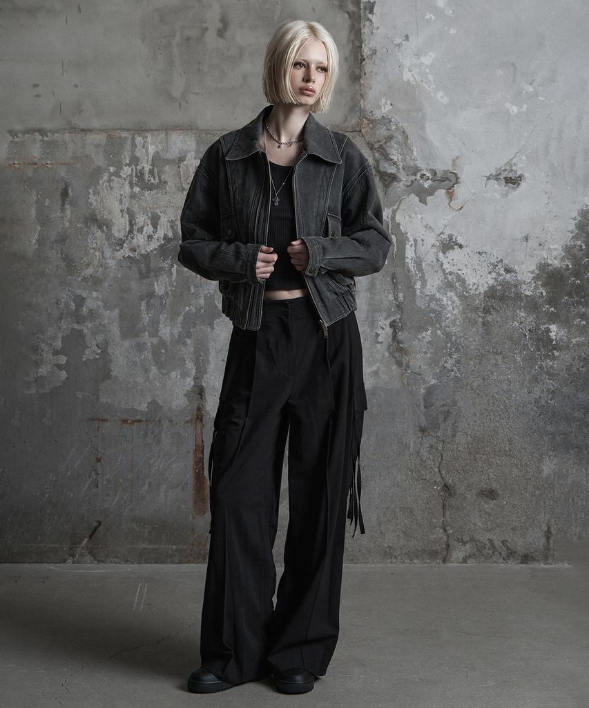 Znuz Stone Coated Crop Jumper - Charcoal