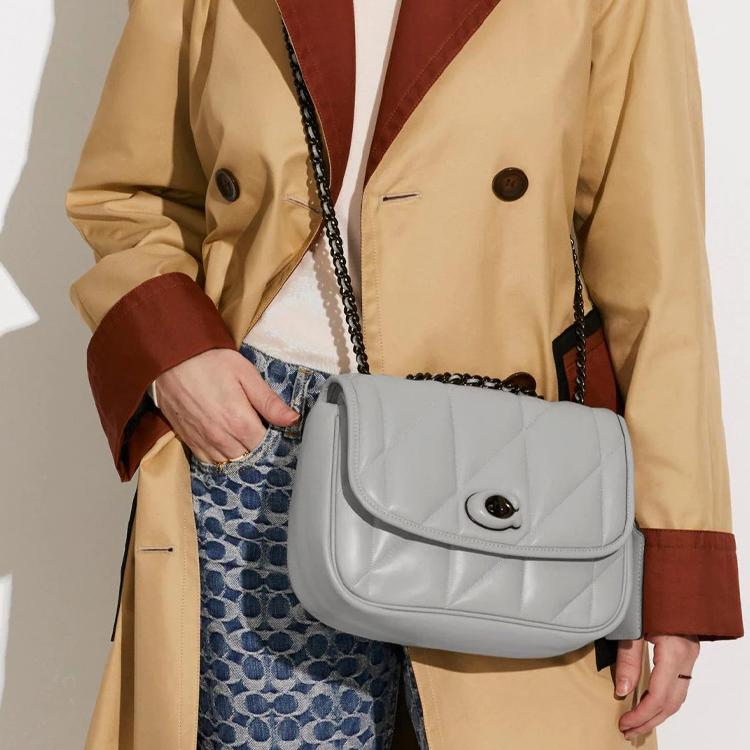 Coach Pillow Madison 24 Quilted Turnlock Chain Shoulder Bag Women Shoulder Bag Dove-Gray C8560-V5DOY
