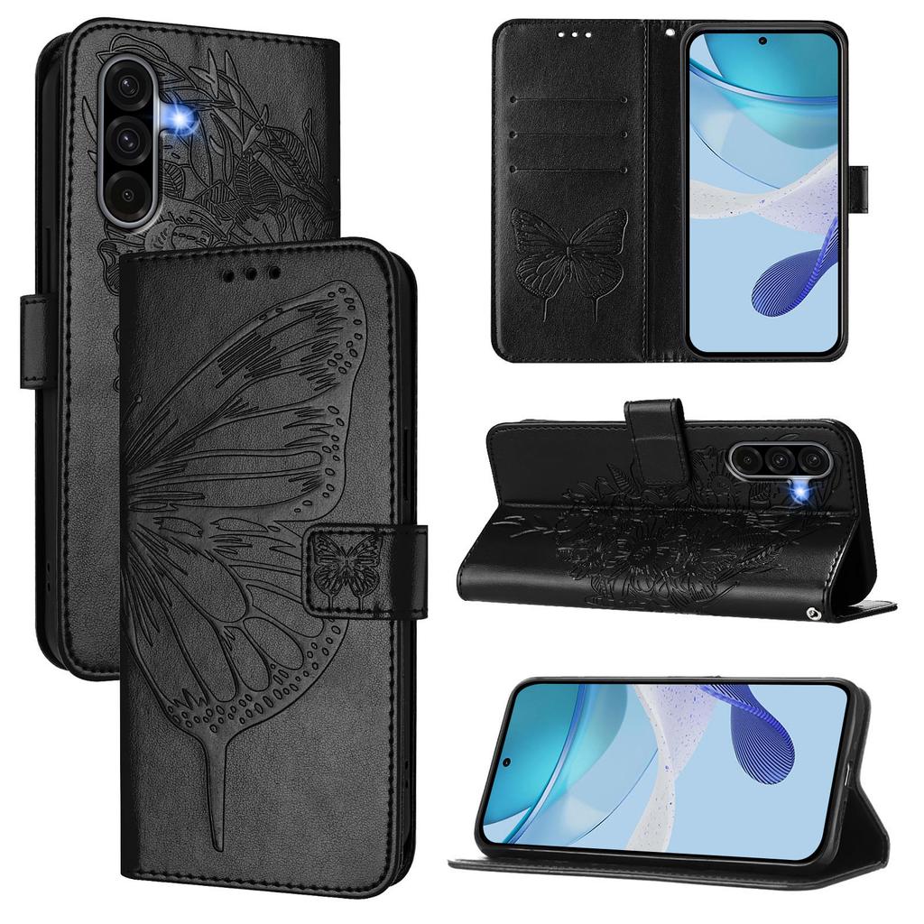 For Samsung Galaxy A36 5G Wallet Case with Wrist Strap Butterfly Imprint Leather Phone Cover