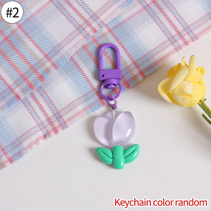 Lovely Sakura Flower Keychain Charm Cute Colored Transparent Flower Keychain Pendant Enamel Bag Hanging Pendent Charms Key Ring